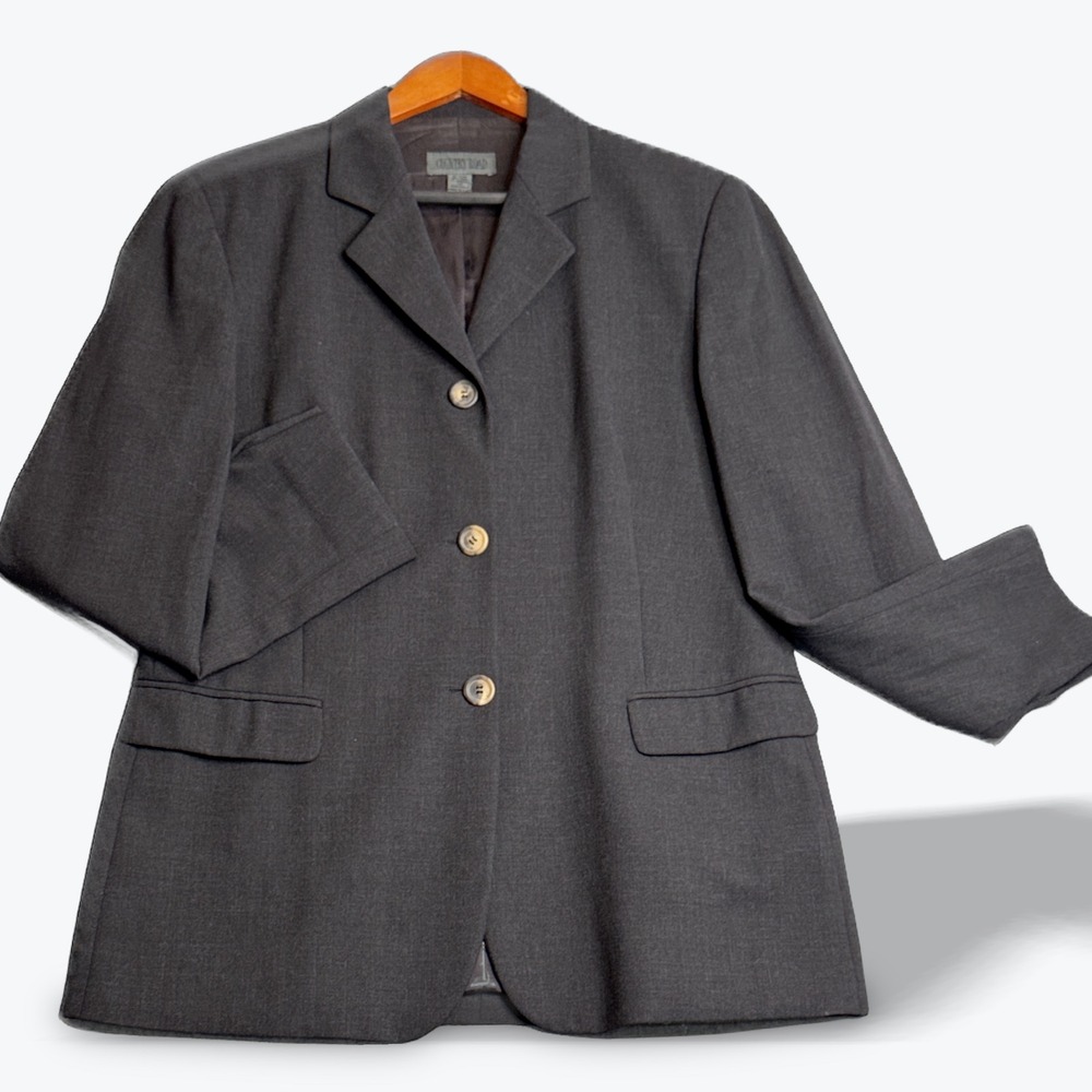 Country Road Blazer Size 10‎ Womens Premium Wool Blend Corporate Workwear Gray